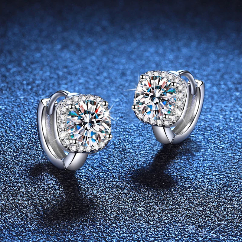 1ct Moissanite Earrings for Women S925 Sterling Silver with 18k Gold Plated Hoop Earring Wedding Jewelry with Certificate