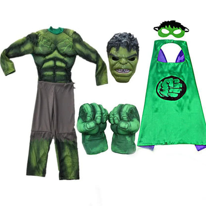 New Boys Hulk Costume Superhero Hulk Cosplay Muscle Jumpsuit Gloves Suit Girls Halloween Carnival Party Costumes