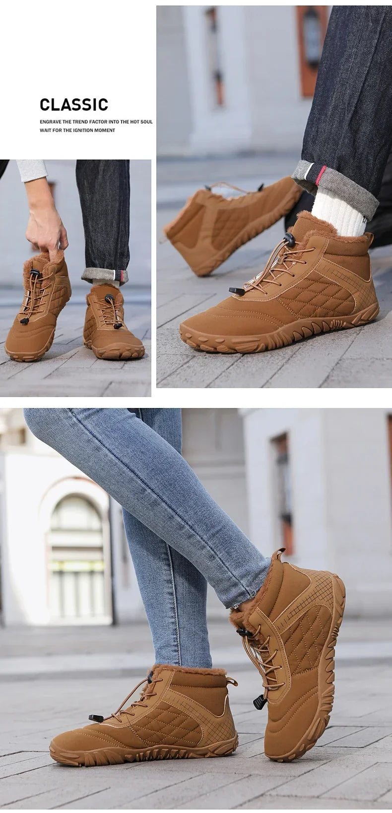 Brand New Winter Boots for Men Women Snow BareFoot Outdoor Non-slip Warm Fur Casual Sneakers Plus Size Ankle Boots Hiking Shoes
