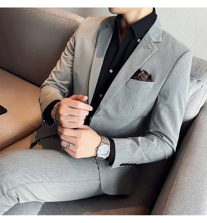 Terno Masculino Casual de Escritório Noivo Casamento Blazer Calça Social