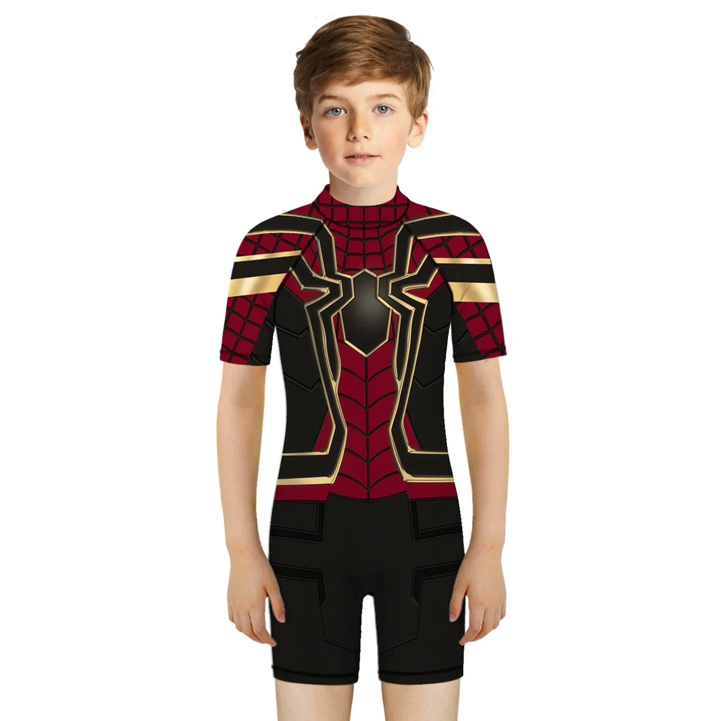 Children One Pieces Swimsuit Superhero 3D Print Playsuit Child Short Sleeve Swimwear Beach Bathing Suit Swim Wear For Boys Girls
