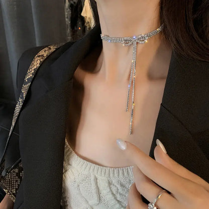 Heart Shape Pendant Necklaces Silver Color 5A Cubic Zirconia Minimalist Style Clavicle Chain Women And Girl Jewelry