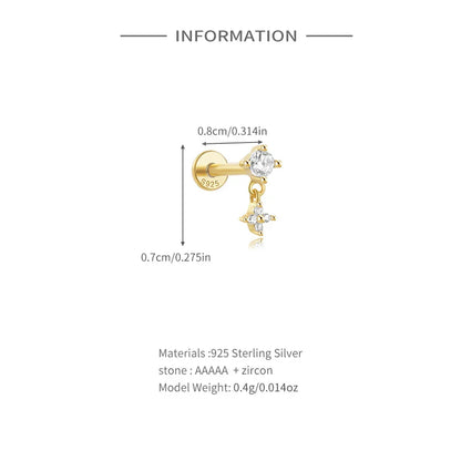 925 Sterling Silver Star/Flower/Pearl Zircon Dangle Earrings For Women 1pc Simple Earrings For Women Girl Wedding Gift