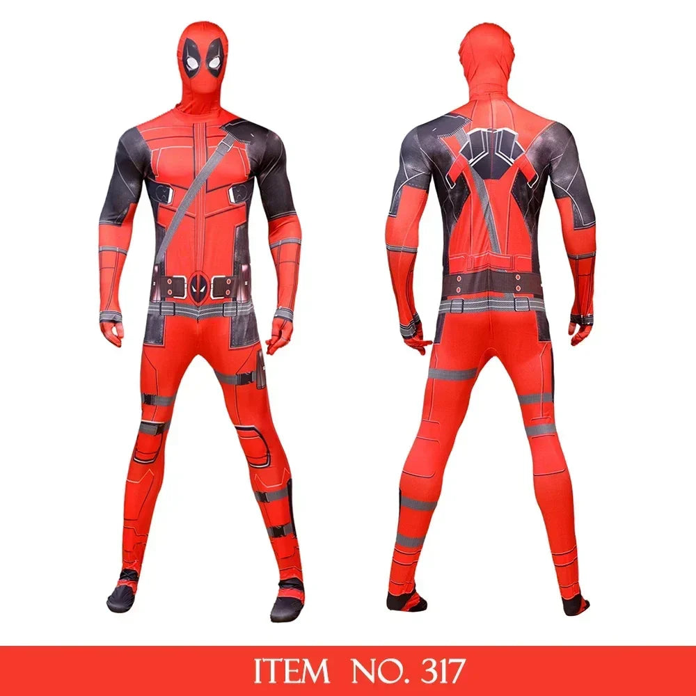 Deadpool Child Costume Halloween Costumes Kids Men Adult Superhero Bodysuit Jumpsuit Children Cosplay Costume Swords Accessories