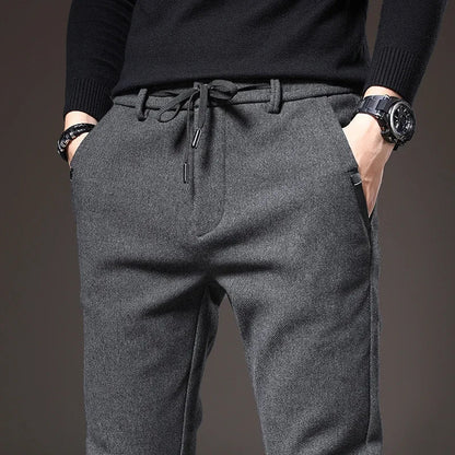2024 New Brand Slim Casual Pants Men Spring Autumn Business Work Cotton Black Grey Blue Trousers Male Fashion Korean Clothing