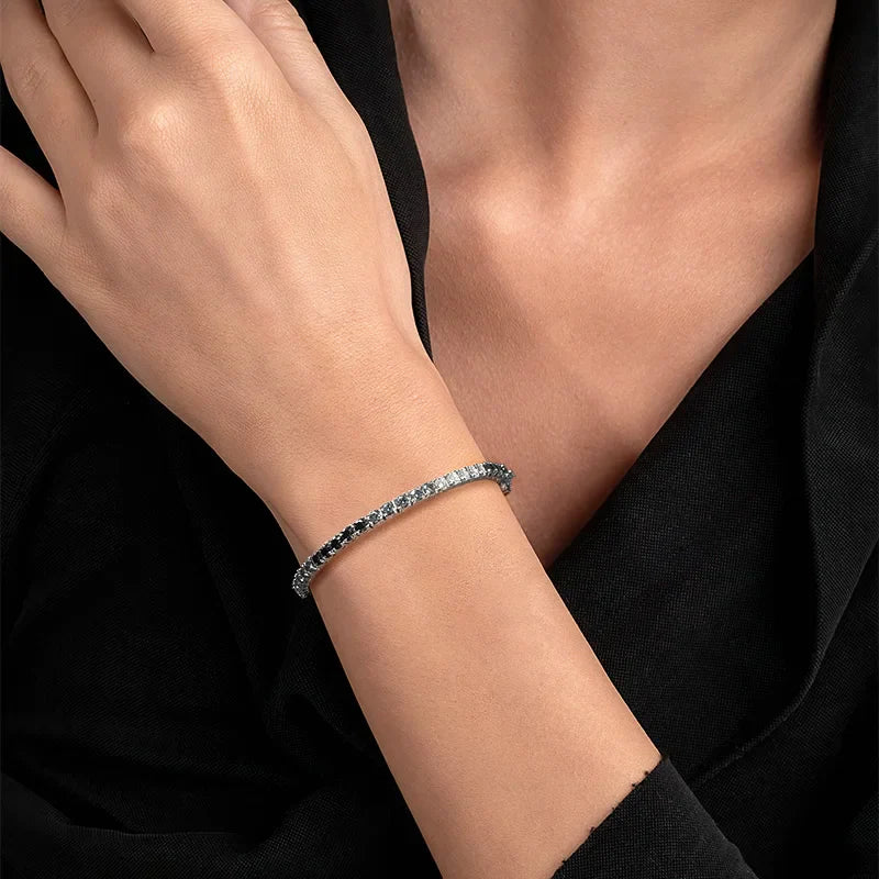 GRA Certified 3/4/5mm Full Black Moissanite Tennis Bracelet for Women Men 925 Silver Plated 18K Rose Gold Link Bracelets