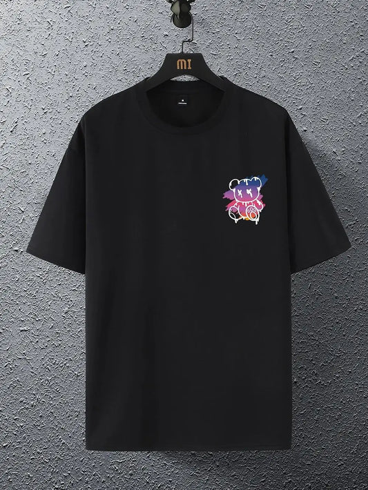 New York Art Word Cartoon Bear Sunset Scenery Design T Shirts Men Fashion Cotton Shirt Loose Summer T Shirts Oversized Tee