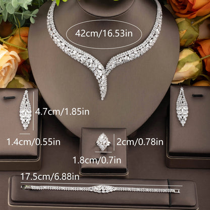 Conjunto de Joias Geométricas com Zircônias Cúbicas de Luxo, Colar Grande e Brincos Acessórios para Noivas e Encontros S-350
