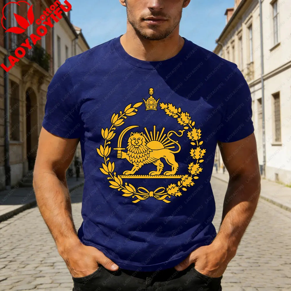 Lion and Sun Iran Persian Flag Iran Tshirt Khorshid Graphic T-Shirt Daily Life Casual Men Women Unisex Cotton Streetwear