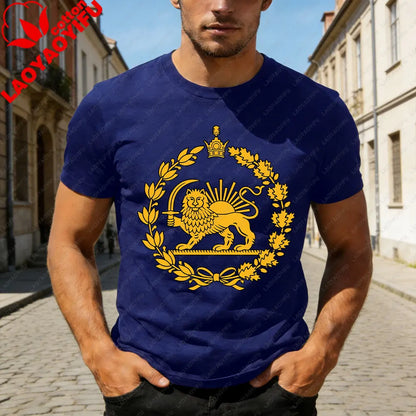 Lion and Sun Iran Persian Flag Iran Tshirt Khorshid Graphic T-Shirt Daily Life Casual Men Women Unisex Cotton Streetwear