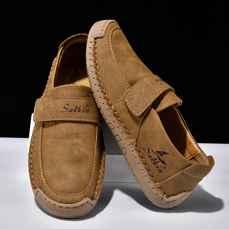 Men's Slip On Loafers Soft Leather Preppy Lightweight Breathable Driving Shoes Non Slip Daily Fashion Casual Outdoor Sneakers