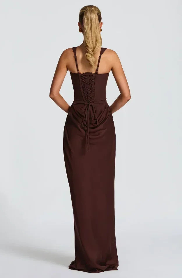 Solid Pleated Sling Dress Square Neck Sleeveless Off-shoulder Waist Cinching Slim Women Dresses Fashion Evening Party Gowns 2025