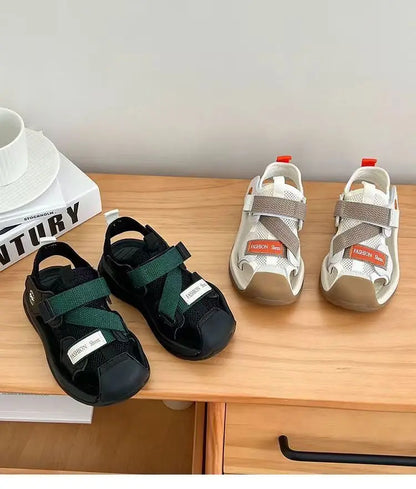 Boys' Sandals Children's Toddler Shoes 1-12 Years Beige Children's Beach Sandals Black Versatile Casual Kids' Sports Sandals