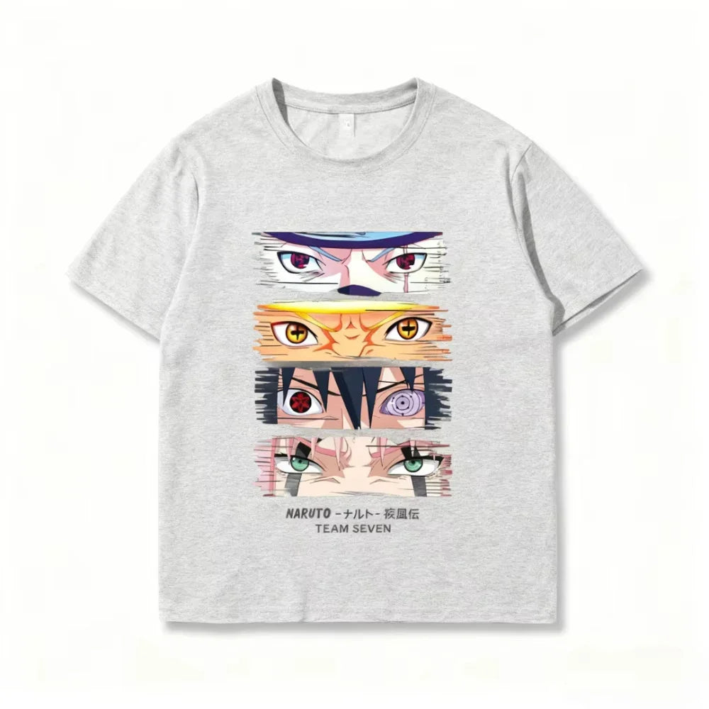 Anime Uzumaki Uchiha Sasuke Haruno Sakura Men's and Women's Summer Printed T-shirts Short Sleeved Cotton Top Base T-Shirt