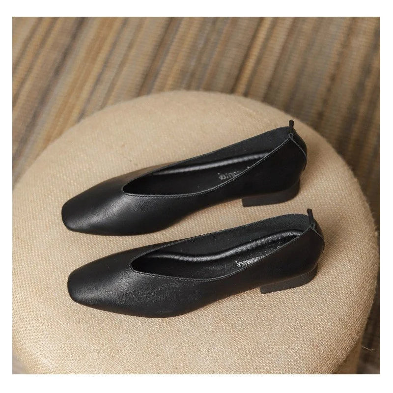 New Women's  Square Toe Shoes for Spring/Autumn -  Shallow Cut Low Heels, Home Style Versatile Flat Casual Women's Shoes