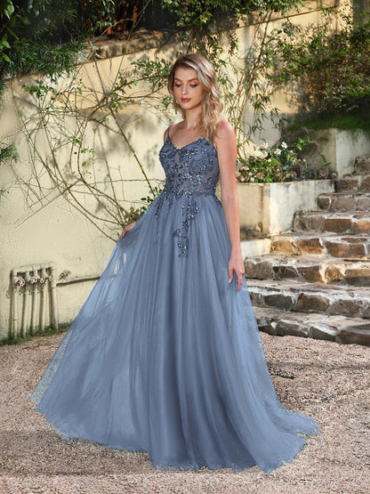 Sequins Lace Green Tulle Prom Dresses 2025 Sexy Spaghetti Straps Side Slit Evening Dress for Wedding Guest Party Dress