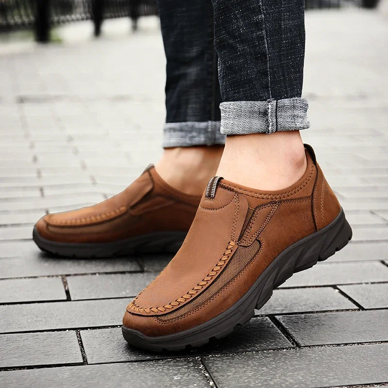 Sapatos Casuais Masculinos Respiráveis Mocassins Tênis Moda Confortável Plano Feito à Mão Retrô Lazer Mocassins Sapatos Masculinos