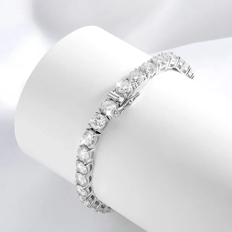 18k Plated 2-4mm Zircon/moissanite Tennis Bracelet for Women Man Full Diamond Original Real 925 Sterling Silver Jewelry
