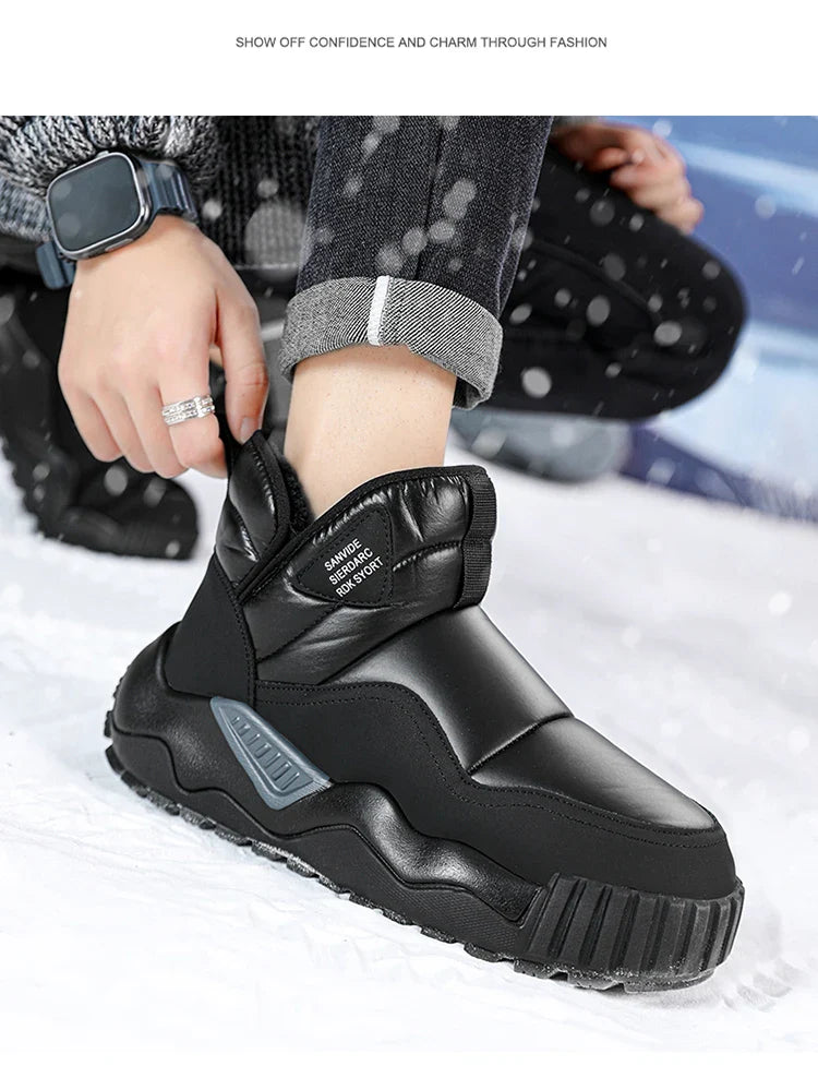 Winter shoes men's high top plush warm cotton shoes, high-quality and fashionable cold resistant outdoor cotton boots snow boots