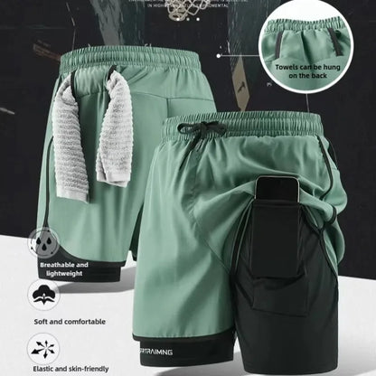 Men Running Shorts Gym Sports 2 in 1 Camo Quick Dry Workout Training Gym Fitness Jogging Short Sweatpants Summer Men Sportswear