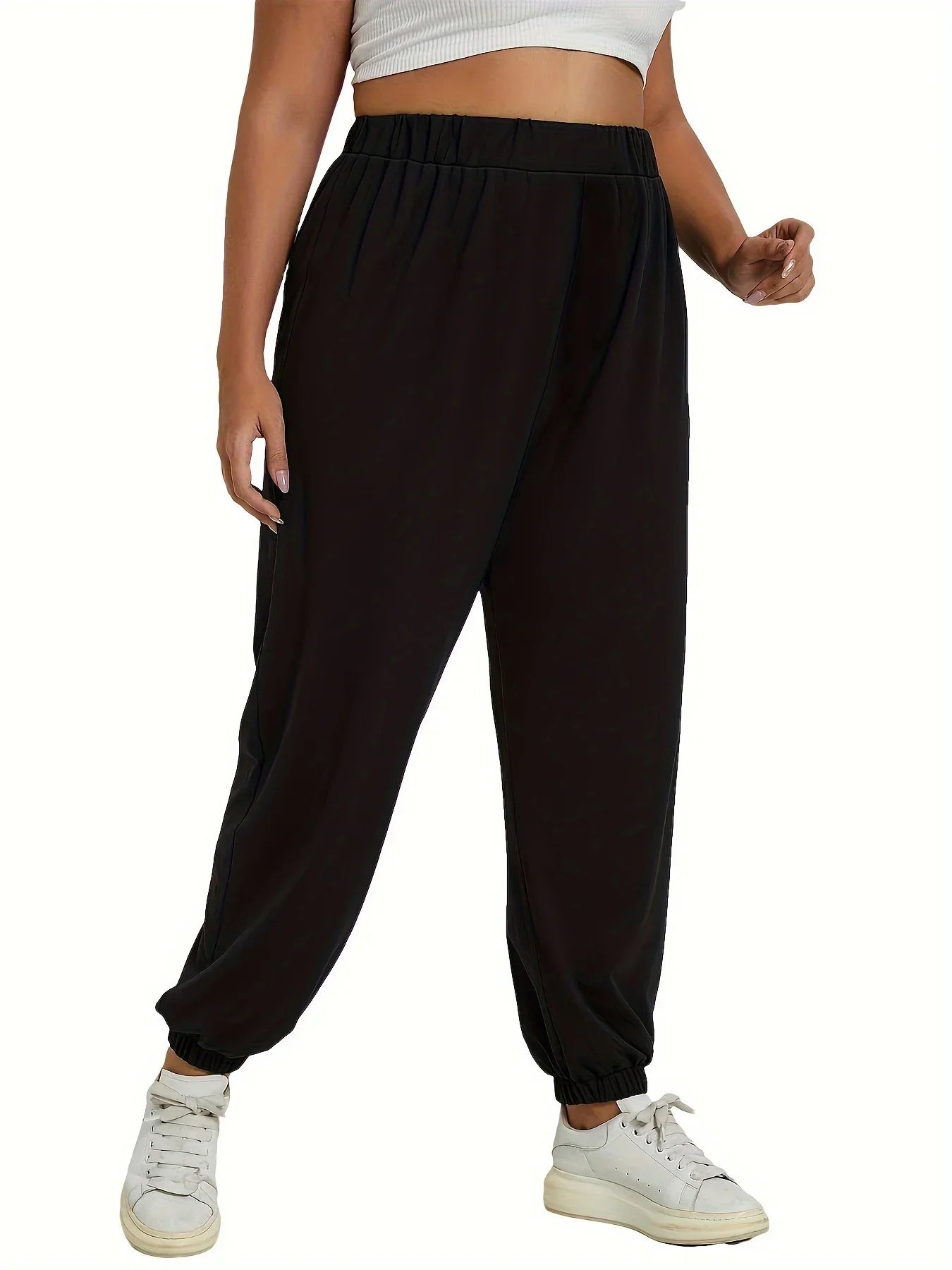 Women's plus size knitted fabric casual paragraph leggings