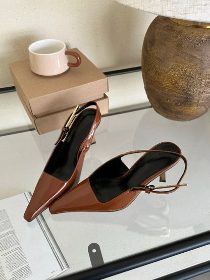 2025 Summer New Band Women Pumps Shoes Fashion Shallow Slip On Slingback Sandals Thin High Heel Dress Sexy Pumps Shoes