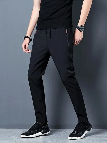 Men's Pants 2025 Summer New Black Gray Thin Business Casual Pants Outdoor Elastic Breathable Straight Leg Sweatpants
