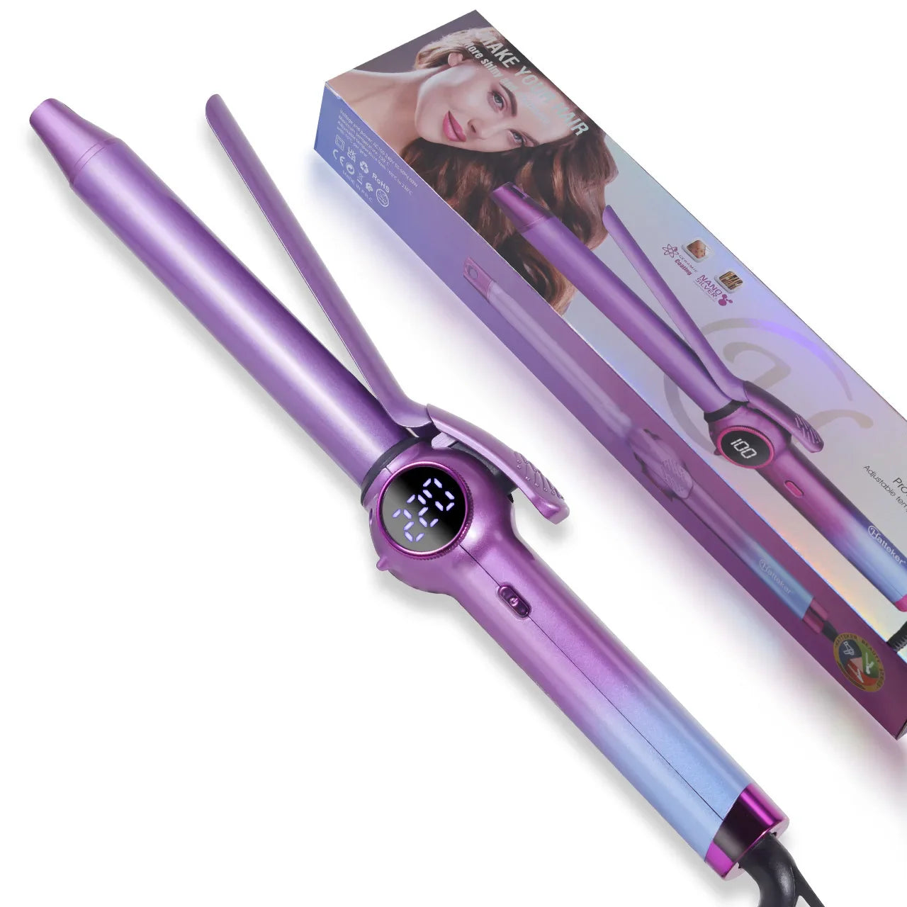 9mm Curling Wand Ceramic Barrel Pro Hair Curler with Constant Temperature Tourmaline Ceramic Iron Beauty Salon