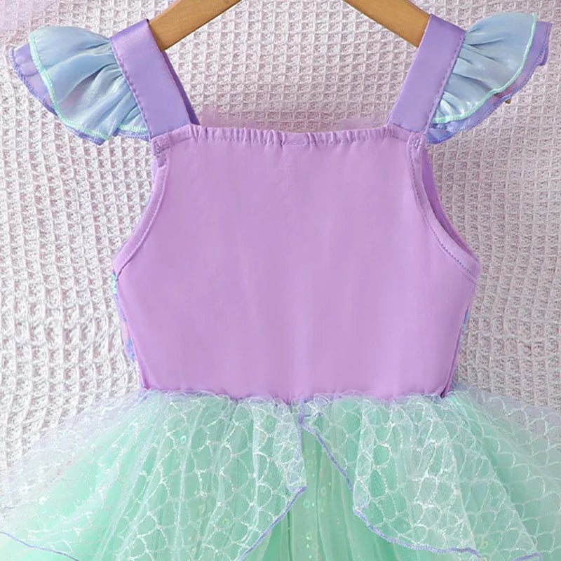 Girls Tulle Dress Princess Kids Fashion Sequined Puffy Ballet Dance Gown Baby Sleeveless Tutu Skirt Christmas Halloween Vestidos