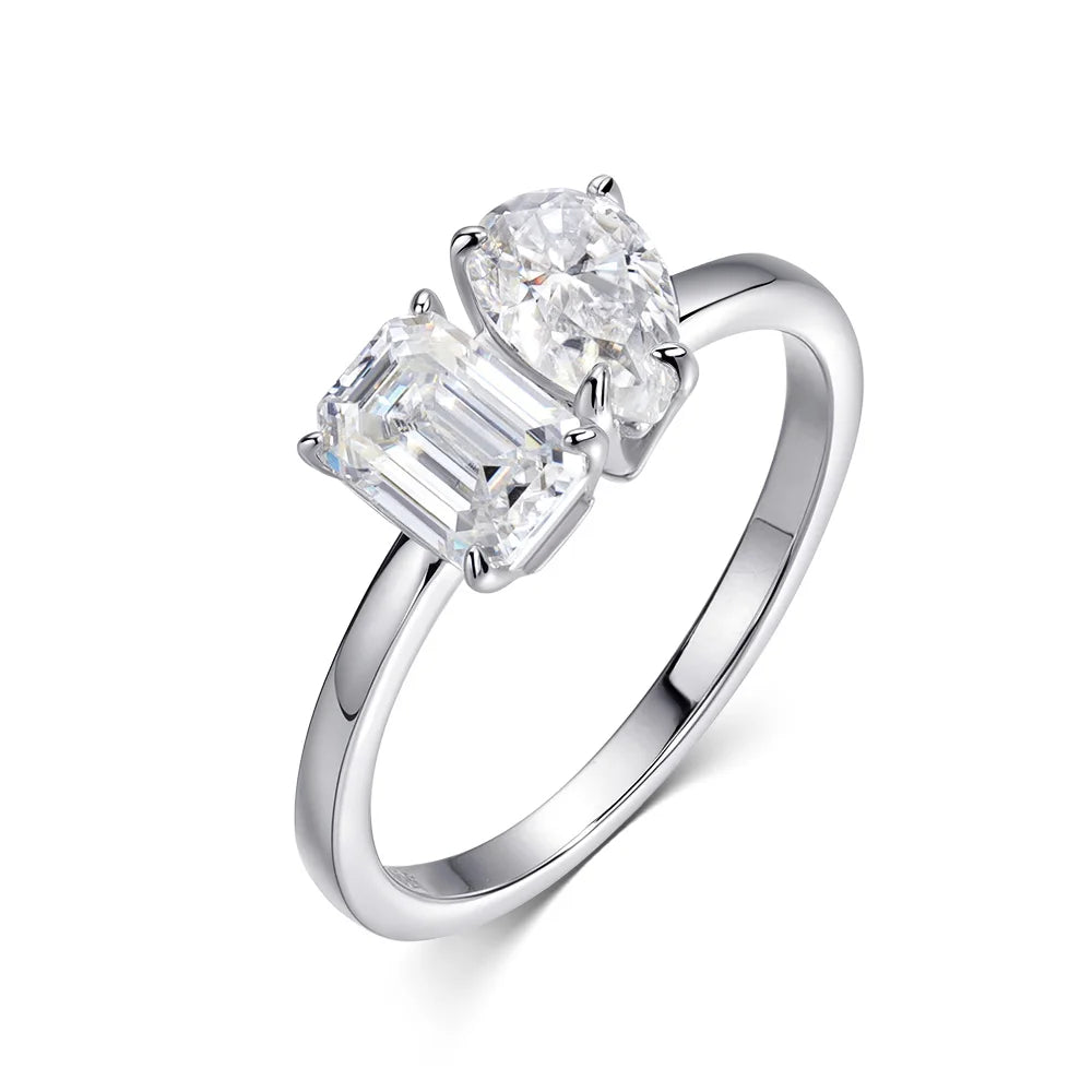 Moissanite Engagement Rings for Women 1ct/2ct D Color VVS1 Diamond with GRA S925 Sterling Sliver Promise Ring