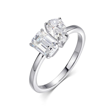 Moissanite Engagement Rings for Women 1ct/2ct D Color VVS1 Diamond with GRA S925 Sterling Sliver Promise Ring