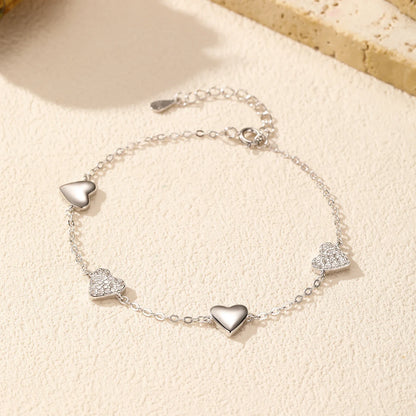 Dazzling Zirconia Bracelet 925 Sterling Silver Exquisite Mirror Hearts Charms Stackable Bracelets For Women Fine Jewelry