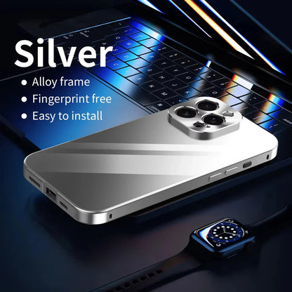 Phone Case For IPhone 17 16 15 14 13 12 Pro Max Plus Electroplated Metal Bumper Shockproof Case