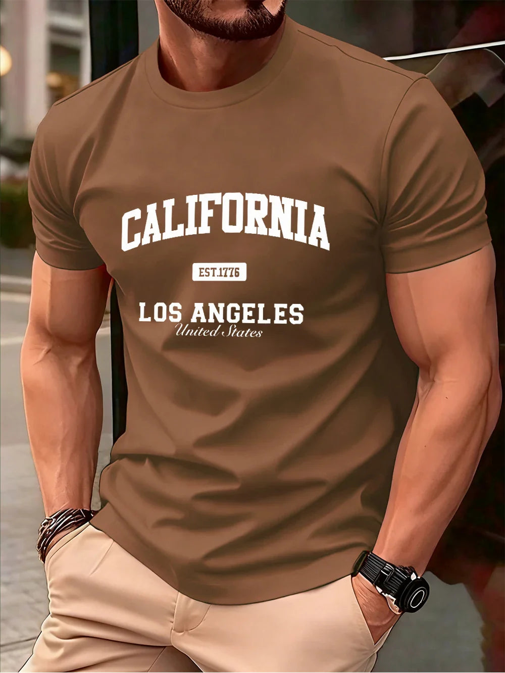 California Los Angeles Prints Mens T-Shirt Cotton Summer Short Sleeve Tops Soft Oversized O-Neck T Shirt Casual Male Clothes