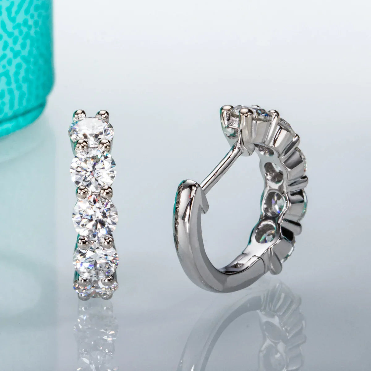4mm 3cttw D Color Moissanite Huggie Hoop Earrings 925 Sterling Silver Luxury Huggie Earring For Women
