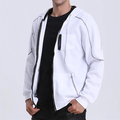 Men's Long Sleeve Zip Up Hoodie Casual Athletic Sweatshirt Hooded Jacket with Pockets Spring Fall Warm Fleece Lined Coat Outwear