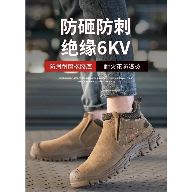 New Insulation 6KV Safety Shoes Men-Anti-Smash,Anti-Pierce Scald-Proof Welding Boots, Indestructible Work Boots for Men, Durable