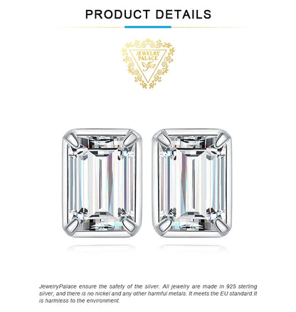 Moissanite D Color 1.6ct/pair Emerald Cut 925 Sterling Silver Stud Earrings for Woman Yellow Rose Gold Plated