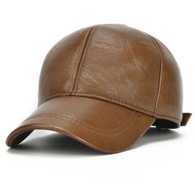 2026 Adjustable Men's Genuine Cowhide Leather Baseball Cap for Fall Winter Outdoor Sports Hat Men Real Cowhide Leather Caps