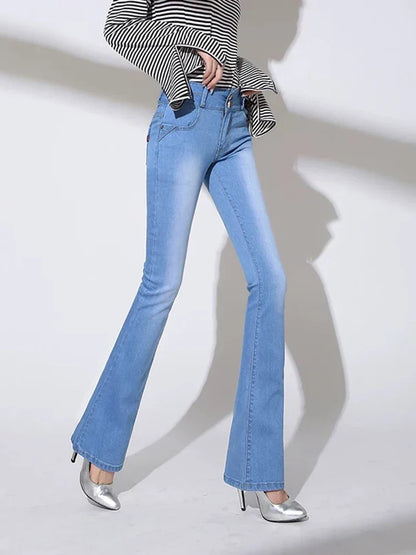 Oversized Slim Flare Denim Pants Stretch Cowboy Trousers
