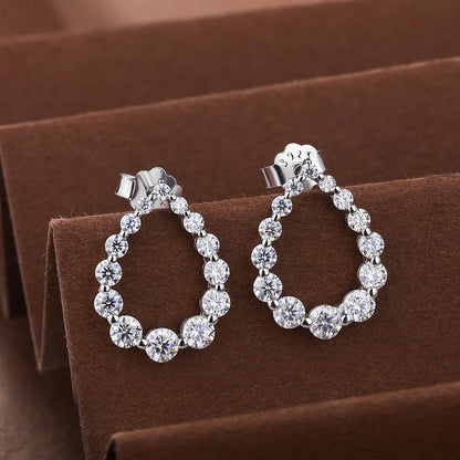Waterdrop Full Moissanite Diamond Stud Earrings for Women S925 Silver Plated 18k Gold Hollow Teardrop Eear Studs Fine Jewelry
