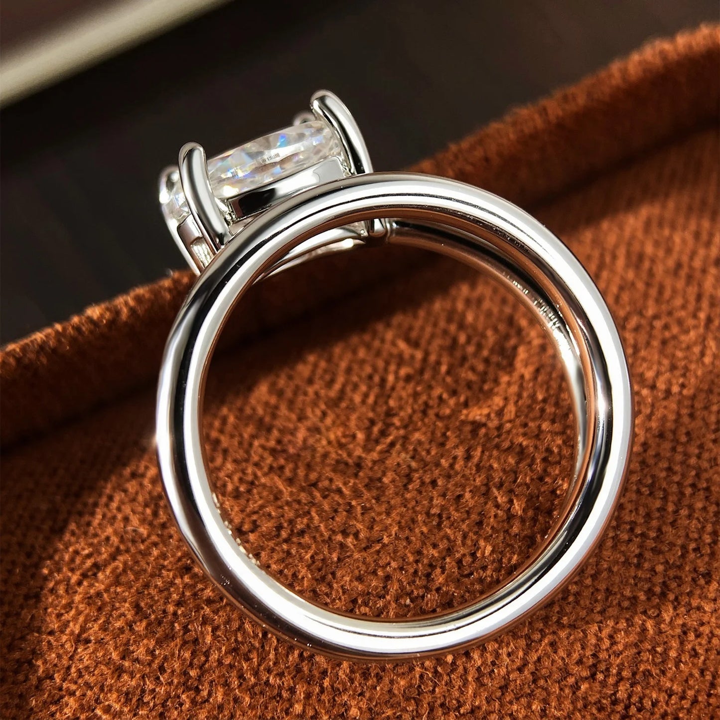2ct Oval Cut Moissanite Rings for Women GRA Certified S925 Sterling Sliver Plated 18k White Gold Stackable Dainty Ring