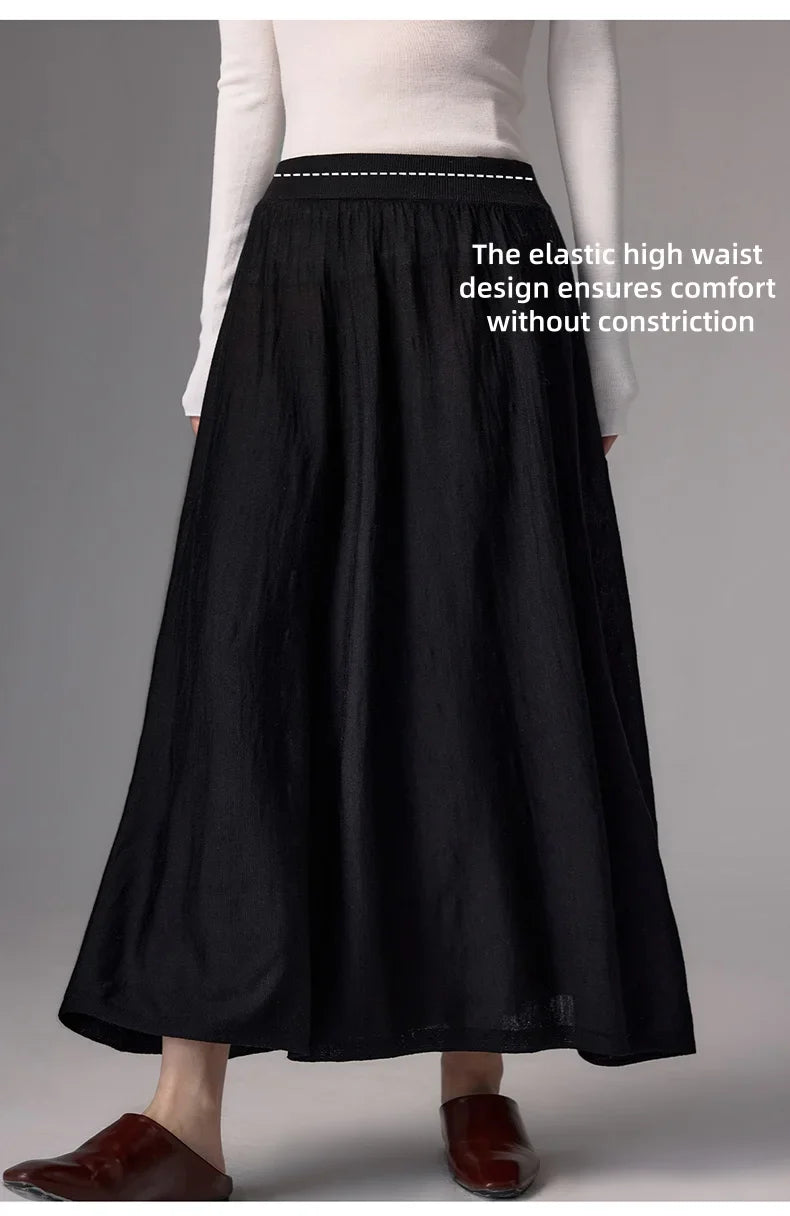 High Quality Women's 100% Worsted Wool Skirts Spring Autumn Female Knitwear Thin Lady Bottoms Cozy Clothing Summer Long Dresses