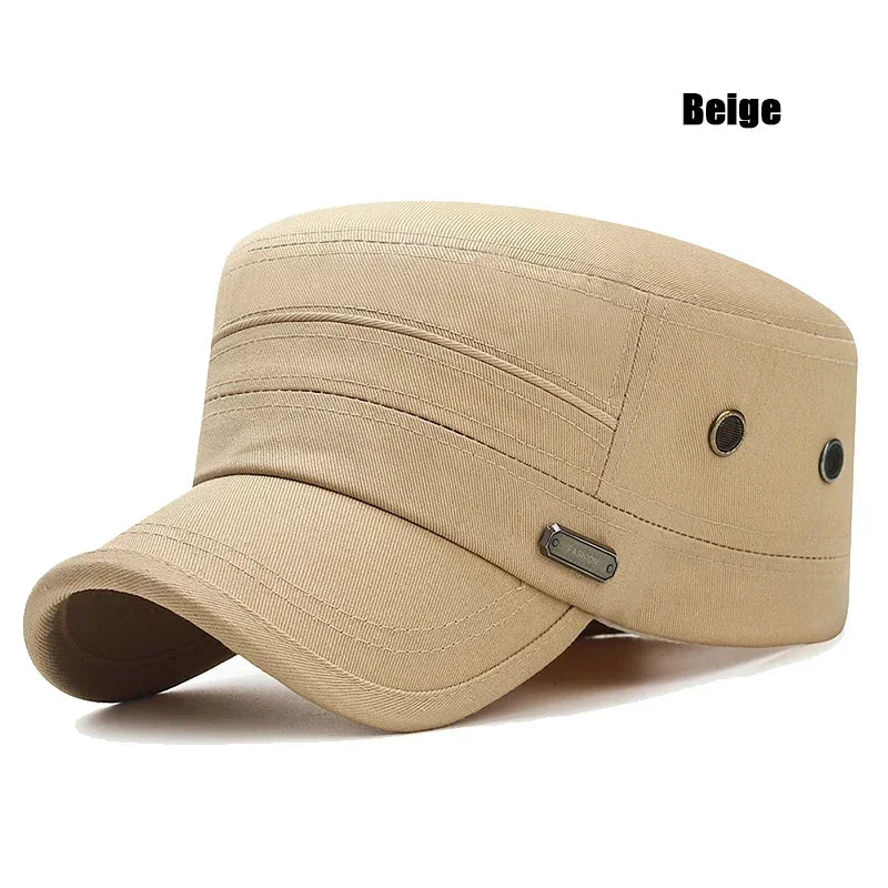 Spring and Summer Simple Cotton Adjustable Cadet Flat Cap Sun Hat Trucker Caps Dad Hats