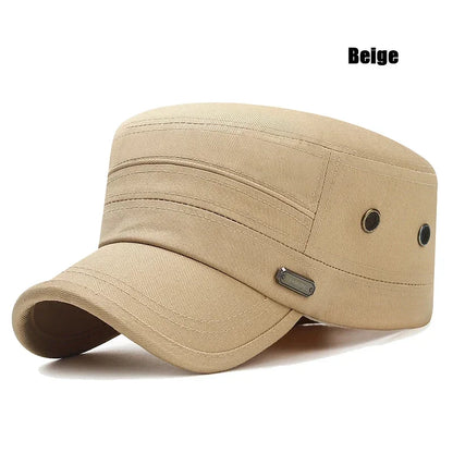 Spring and Summer Simple Cotton Adjustable Cadet Flat Cap Sun Hat Trucker Caps Dad Hats
