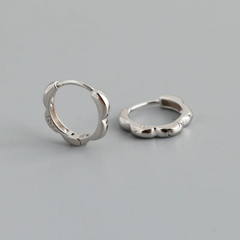 925 Sterling Silver Simple European Plum Circle Hoop Earrings For Women Fashion Charms Huggies Party Jewelry Accessories