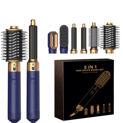 6 in 1 Hair Dryer Brush Detachable Airflow Comb Curler Straightening Brush Heat Control Styler for Smooth Hair