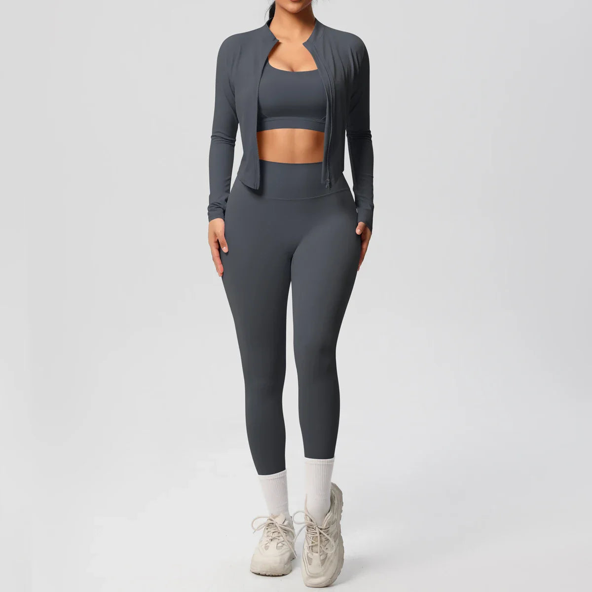 3pcs Sportswear Yoga Set Gym Sports Bra Zipper Jacket Leggings Clothes Sportswear Yoga Suits For Women Fitness Set Tracksuit