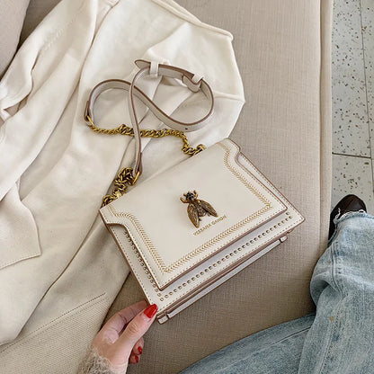 Luxury Brand Women Handbag 2024 New Retro Bee Female Shoulder Bag Simple High Quality Leather Designer Crossbody Bags