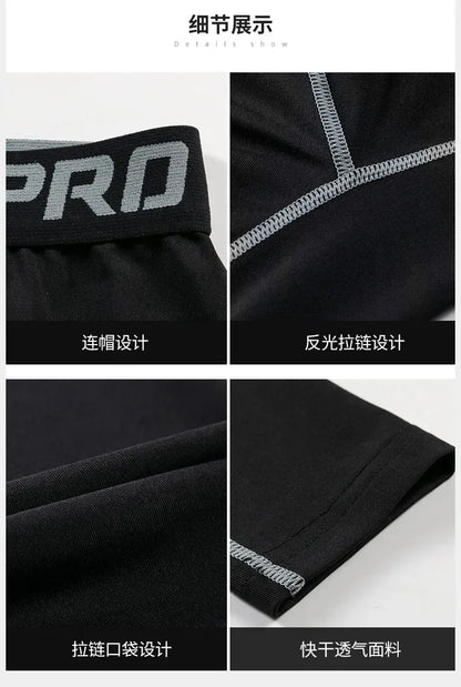 Mens 1-2 Pcs Compression Pants Sport Training Dry Fit Running Tights Fitness Jogging Shorts Summer Basketball Legging Masculina